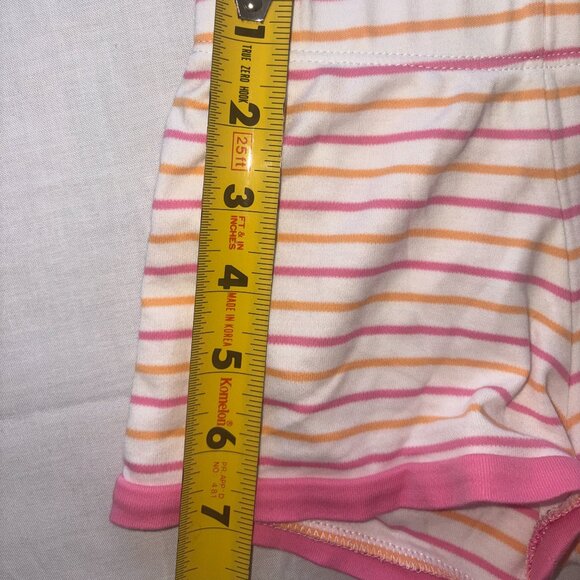 Kids' LAKE Pajama Pima Cotton Stripe Shorts - Size 3 - Pink and Orange - Picture 4 of 5